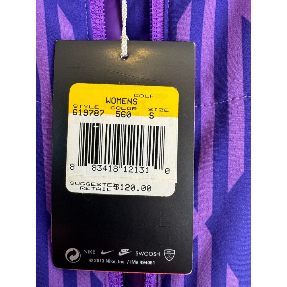 Nike Golf Sport Vest Patterned Purple Full Zip Women's Size Small 619787-560 NEW - Picture 7 of 7